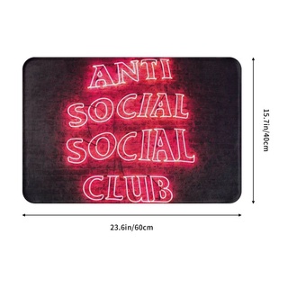 ANTI SOCIAL SOCIAL CLUB พรมเช็ดเท้า กันลื่น ลายโลโก้ (ASSC) (5) ขนาด 40x60 ซม. สําหรับบ้าน และสวน ทางเข้า ห้องครัว