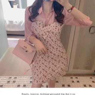 ชุดเดรส‼️พร้อมส่ง 🌸N e w w w Pink sakura set งานนำเข้า พร้อมส่ง เดรสสายเดี่ยวลายดอกไม้สีชมพูหวานแหววแบ๊วมากก ใส่
