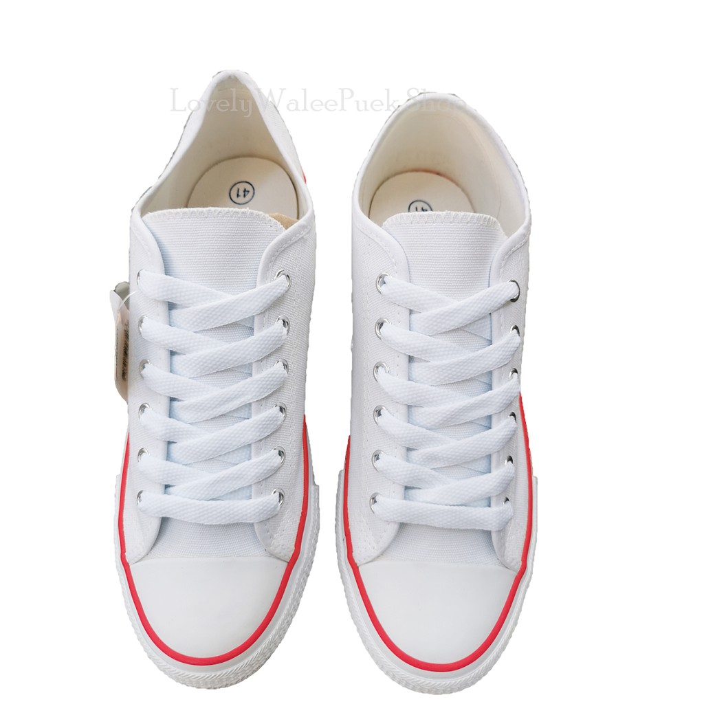 รองเท้าผ้าใบGoldCity-1207Classic canvas สีขาวแดง  Size 35-45 - รูปที่ 2