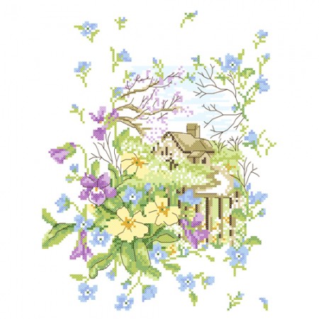 Floral Cottage ชุดปักครอสติช ภิญญ์ ,Cross Stitch Kit Pinn (Pre Order)