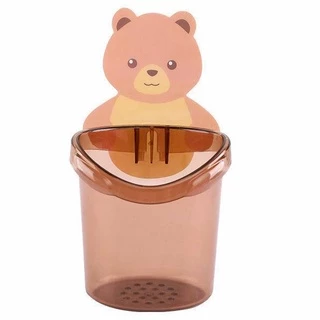 ที่เก็บแปรงสีฟันติดผนัง ลายหมีน่ารัก พร้อมแก้วใส่ของในห้องน้ำ ติดตั้งง่าย ไม่ต้องเจาะ