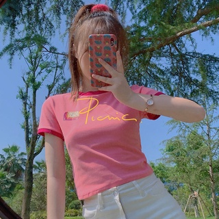 Alice  เสื้อยืดแขนสั้นสไตล์เกาหลีแฟชั่น Slim Short Top 2020 ins สวยงาม Beautiful High quality FS210089 36Z230909