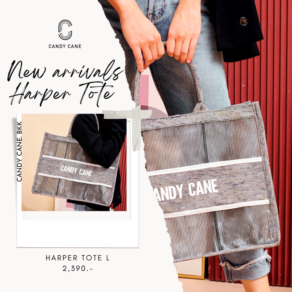 CANDY CANE BAG- Harper Tote Size L