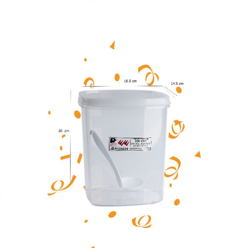 กระปุกพลาสติก ทรงเหลี่ยม ฝาปิดซิลิโคน ปิดสนิท ขนาด 2900มล. pn0333m/1