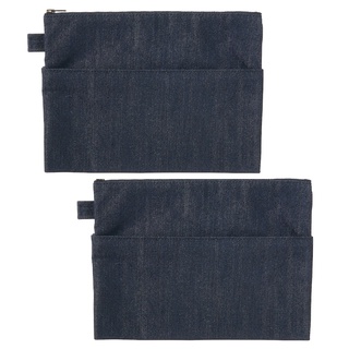 MUJI กระเป๋าผ้าอเนกประสงค์ มูจิ เดนิม ผ้ายีนส์สีน้ำเงิน สำหรับเก็บเครื่องเขียน ปากกา อุปกรณ์โทรศัพท์มือถือ 2 ชิ้น