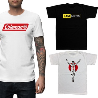 【cotton Tshirts👕】[พร้อมส่ง]เสื้อ​ยืด ส​กรีนลายโลโก้ Coleman/Guligo man/I AM NIKON สุดฮิต ผ้า Cotton100% เสื้อยืดแฟชั่น