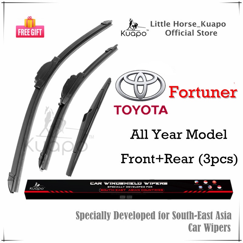 Kuapo ชุด3ชิ้น ใบปัดน้ำฝน โตโยต้า ฟอร์จูนเนอร์ Toyota Fortuner ที่ปัดน้ำฝน กระจก (ด้านหน้า+ด้านหลั) รถยนต์ โตโยต้าฟอร์จูนเนอร์