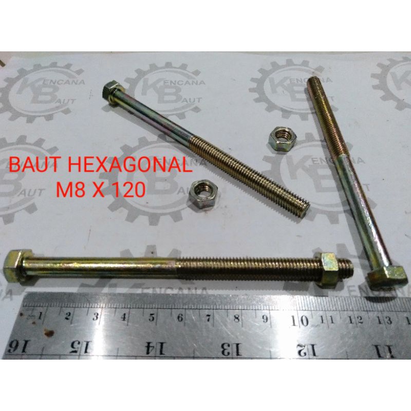 BOLTS และถั่ว M8 X 120 สีเหลือง / BMK M8