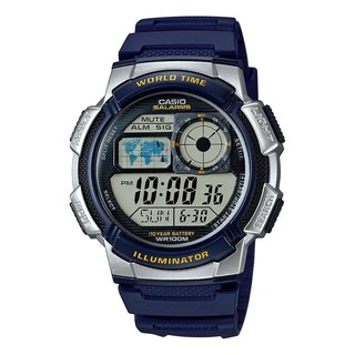 Casio นาฬิกาข้อมือแบตเตอรี่ 10 ปี และแสดงเวลาโลก  รุ่น AE-1000W-2A