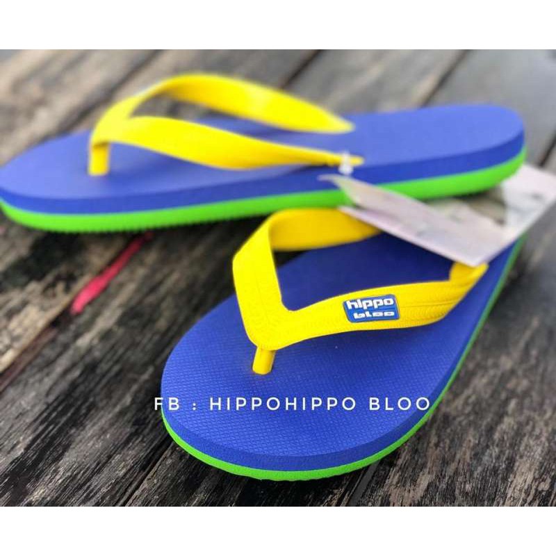 3สี Bluegreen yellow Hippo shoe รองเท้าแตะฮิปโป No. 36-37-38-39-40-41-42-43-44-45-46