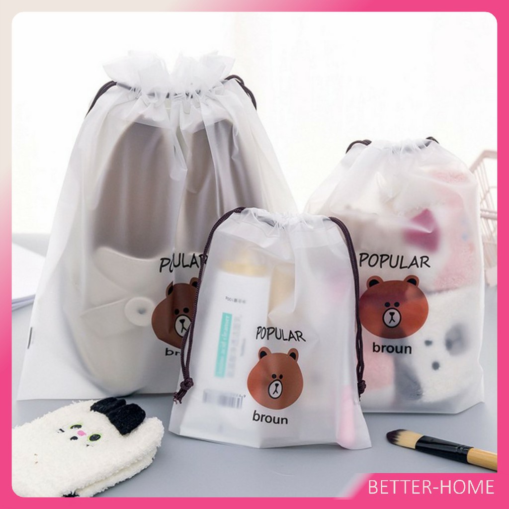 กระเป๋าเก็บเครื่องสำอาง กระเป๋าหูรูด ลายการ์ตูน  ถุงหมีบราวน์ กระเป๋าใส่เครื่องเขียน / Multi Purpose Bag