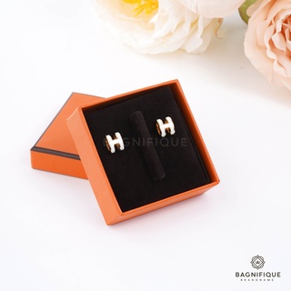 HERMES H POP EARRING IN WHITE GHW