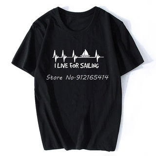 [S-5XL]เสื้อยืดคอกลม แขนสั้น ผ้าฝ้าย พิมพ์ลายกราฟฟิค I Live For Sailing Heartbeat s แฟชั่นฮาราจูกุ สําหรับผู้ชาย และผู้ห