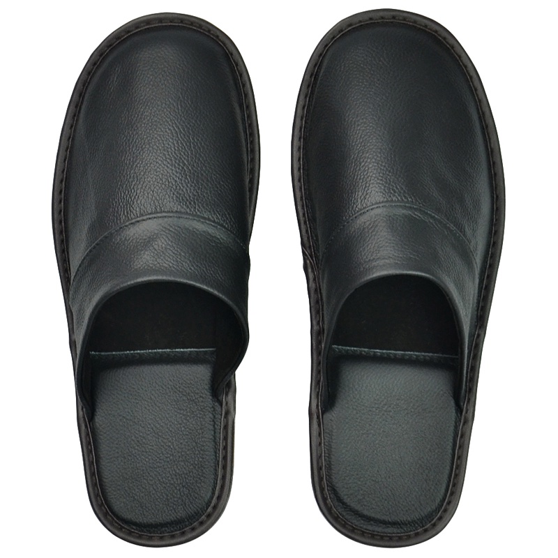 slippers men big sizes Genuine Cow Leather home male indoor house for ...