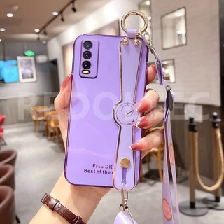 เคส VIVO Y20 Y20i Y20S Y12S Y12A 6D สายรัดข้อมือเคสโทรศัพท์พร้อมสายคล้องไหล่แบบยาวกระเป๋าสะพายข้างพร้อมตัวป้องกันกล้อง