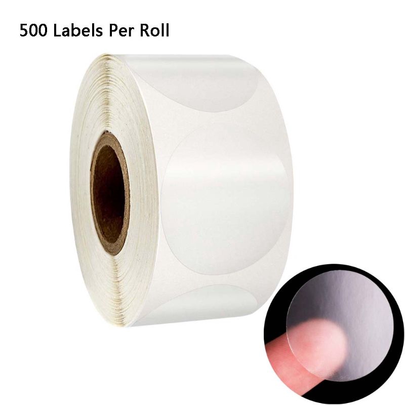 yux ม้วนสติกเกอร์ใสทรงกลม 500 ชิ้น/ม้วน