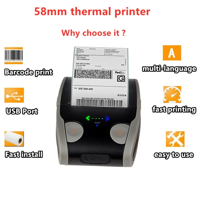 please COD Android IOS Mobile Thermal Label Printer Mini Portable 58mm ...