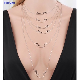 Fstyzx สร้อยคอโซ่งู ยาว 16-28 นิ้ว (40-80 ซม.) สีเงิน 1 มม. FY