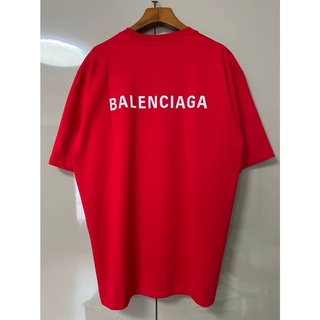 BALENCIAGA BACK LOGO PRINT T-SHIRT IN RED เสื้อยืดคอกลมแขนสั้น แบรนด์บาลองเซียก้า สกรีนตัวหนังสือโลโก้ด้านหลัง สีแดง