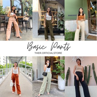 [clearance sale สีไซส์ตามที่ขึ้นเลยน้า]Basic Pants กางเกงเอวสูง ขากระบอกใหญ่  | ther.officialstore (เธอ ออฟฟิเชียลสโตร์)