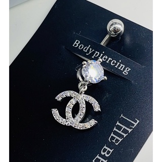 New🤩จิวสะดือแฟชั่นฝังเพชรรัสเซียแบบห้อยสวยงาม ใส่หูได้ ก้ทน1.6 mm.ก้านสแตนเลสแท้สำหรับแพ้ง่ายงานจริงสวยตรงปก100%