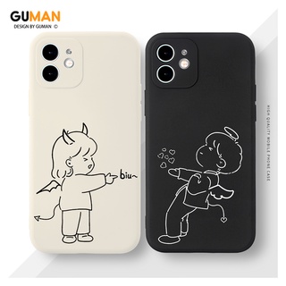 GUMAN เคสคู่ เคสไอโฟน คู่รัก ขอบเหลี่ยมกันกระแทกซิลิโคนนุ่มการ์ตูนน่ารักตลก เคสโทรศัพท์ Compatible for iPhone 14 13 12 11 Pro Max SE 2020 X XR XS 8 7 6 6S Plus พลัส XYM758