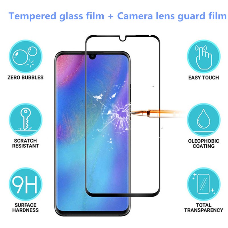 2 in 1 ฟิล์มกระจกและเลนส์กล้องสําหรับ huawei p 30 p 30 pro p 20 lite p 20 #8