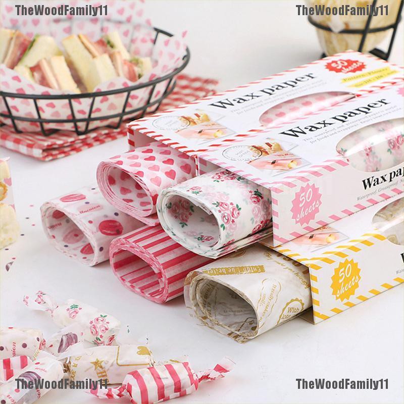 TWF 50Pcs Wax Paper Grease Food Wrapping Paper For Bread Sandwich ...