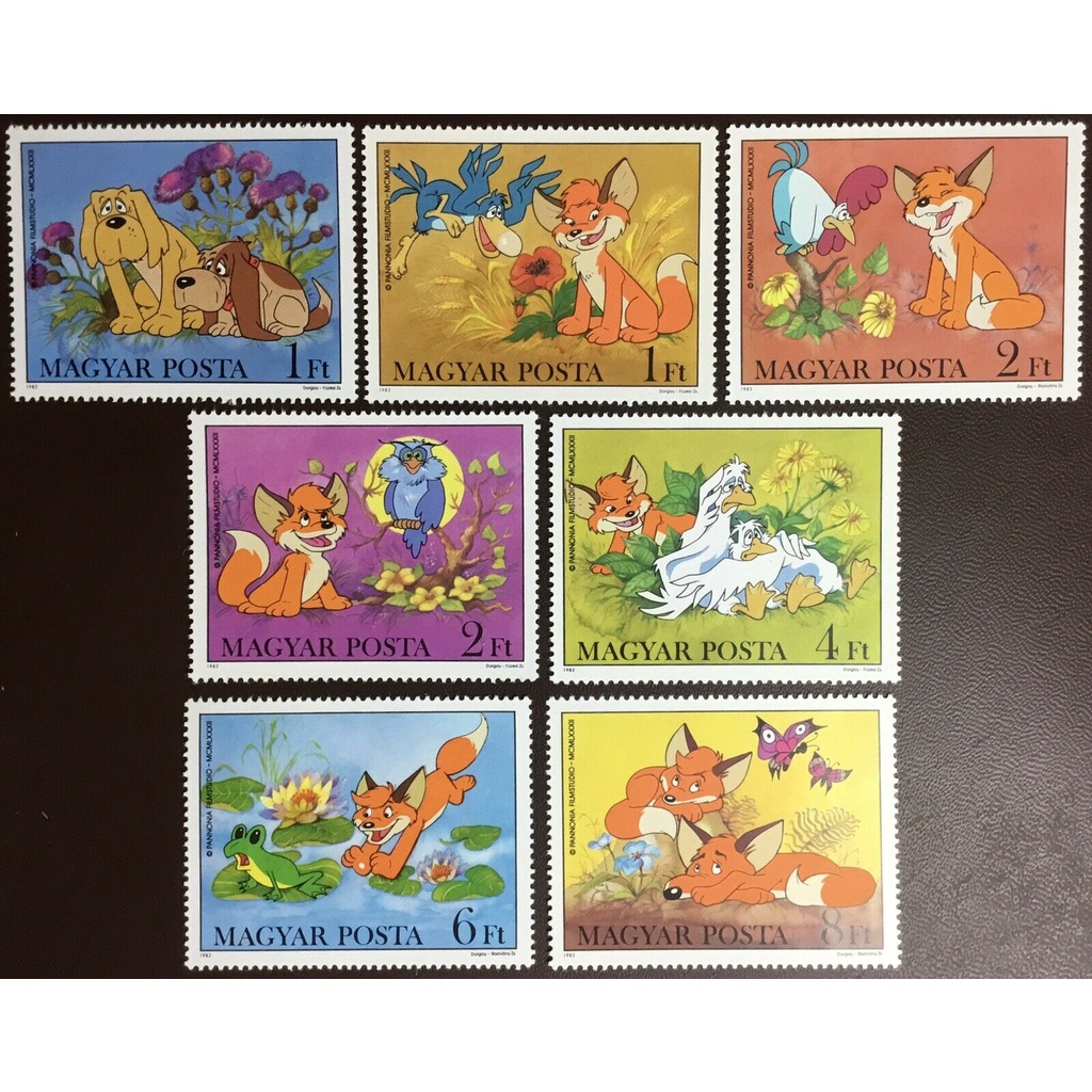 H123 แสตมป์ฮังการียังไม่ได้ใช้ ชุด Cartoons - "Vuk, the Little Fox" การ์ตูน ปี 1982 สภาพดี จำนวน 7 ด