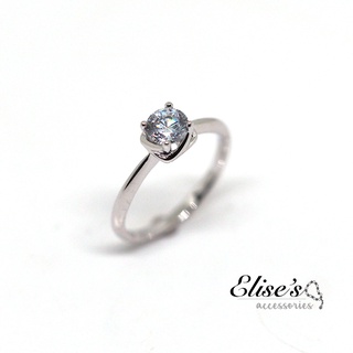 Elises รุ่น ER-2186 แหวนเพชร Classic CZ เกรดพรีเมี่ยม น้ำ 100 หน้าเพชรขนาด 1 กะรัต แหวนคู่รัก แหวนแต่งงาน