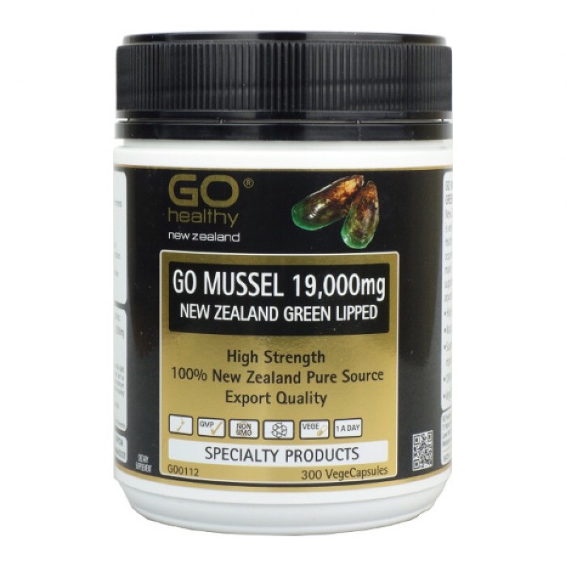พร้อมส่ง หมดอายุ02/2026  Go Healthy Go Mussel 19,000mg New Zealand Green Lipped บรรจุ 300 เม็ด