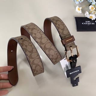 พร้อมส่ง แท้ 100% Coach เข็มขัดผู้หญิง Classic Belt In Signature Canvas 25mm