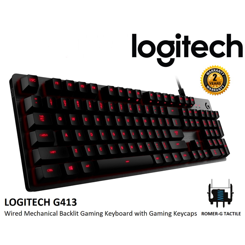 คีย์บอร์ดเกมมิ่ง Logitech G413 Carbon Backlit Mechanical Gaming Keyboard (TACTILE) Warranty 2 - y