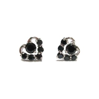 TANITTgems ต่างหูทองคำขาวรูปหัวใจประดับนิล ER22198 - Black