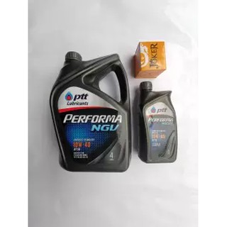 PTT Performa NGV 10W40 สำหรับเครื่องยนต์ติดแก้ส ขนาด5 ลิตร(4+1) +ไส้กรองน้ำมันเครื่อง TOYOTA 16วาว์ล JOKER