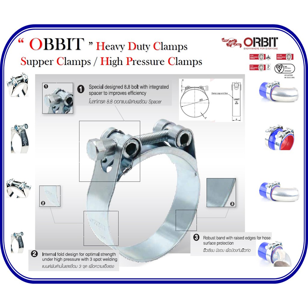 OBHDW2-ORBIT Heavy Duty Clampเข็มขัดรัดท่อแรงดันสูงออร์บิทPack 100 Pcs