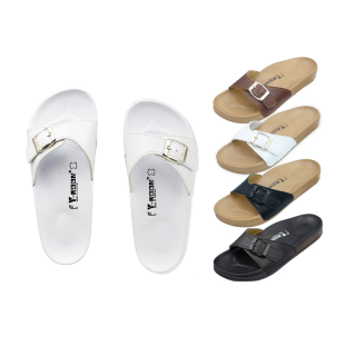 Y-Roon (วัยรุ่น) รุ่น Y21ปรับสายรองเท้าได้ แบบสวม รองเท้าทรงไบเก้น <birkenstock> หน้าเข็มขัด สำหรับคนหน้าเท้าใหญ่ เล็ก