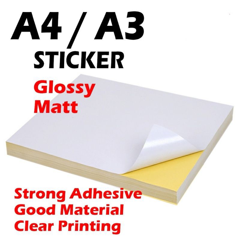 กระดาษสติ๊กเกอร์ A4 / A3 (Glossy / Matte) Printing Label Laser / Inkjet Printer