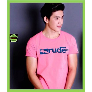 rude dog เสื้อคอกลม ชาย หญิง    รุ่น box  สีชมพู