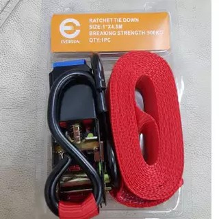 RATCHET TIE DOWN สายรัดสำหรับ รถบรรทุก รัดของ แบบมีคันโยกรับแรงดึงสูงสุด5ตัน ยาว 4.5 เมตร ยี่ห้อ EVERSUN