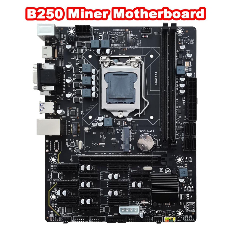 B250 BTC โมโตร์ดขุดเหมือง 12XPCIE LGA1151 ช่องคู่ DDR4 MSATA SATA USB3 ...