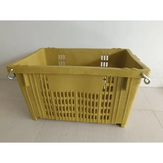ลังพลาสติกหูเหล็ก 25kg. ขนาด 38 x 59 x 33 cm. เกรดบรรทุกหนัก (1 คำสั่งซื้อไม่เกิน 10 ใบ)