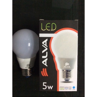 ALVA หลอด LED Bulb 5W แสงขาว แสงเหลือง ตกไม่แตก ประหยัดไฟ ได้คุณภาพ มีมาตราฐาน มอก.