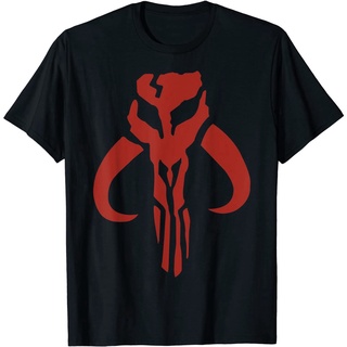 New👕เสื้อยืด พิมพ์ลายโลโก้ Star Wars Red Mandalorian สําหรับผู้ใหญ่