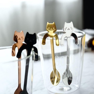 Stainless Steel Coffee Spoon Lovely Cute Cat Shape Teaspoon Dessert Snack Scoop Ice Cream Mini Spoons Tableware