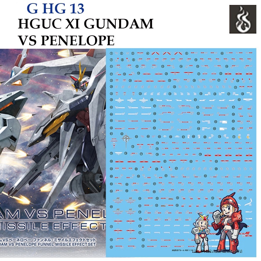 ดีคอลน้ำ [Ghost] HG 13 HGUC XI GUNDAM VS PENELOPE 1/144 (HIQ) Fluorescent WATER DECAL GHG13 GHG 13 H