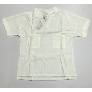 เสื้อคอวี สีขาว มีกระเป๋า