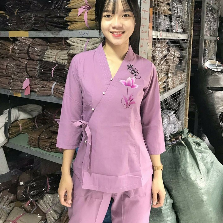 NAHAT VE KATE ชุดพื้นเมือง ชุดพุทธ เสื้อผ้าวัดพุทธผู้หญิง ชุดบ้านผู้หญิง Kate A13B