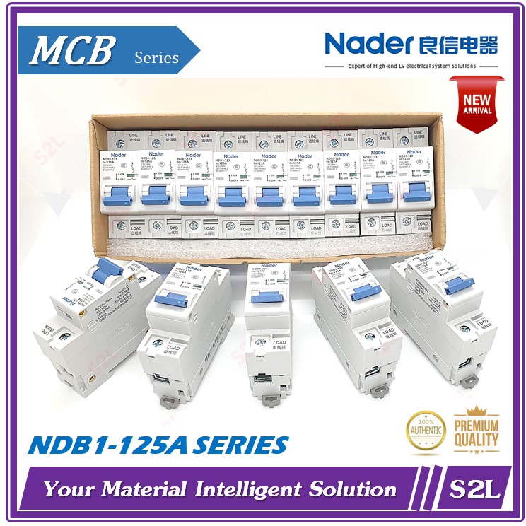 【NADER】NDB1-125/1, NDM1-125 C125/1 MCB Breaker 1P, 125A Nader นาเดอร์ เบรคเกอร์ 【New Series】