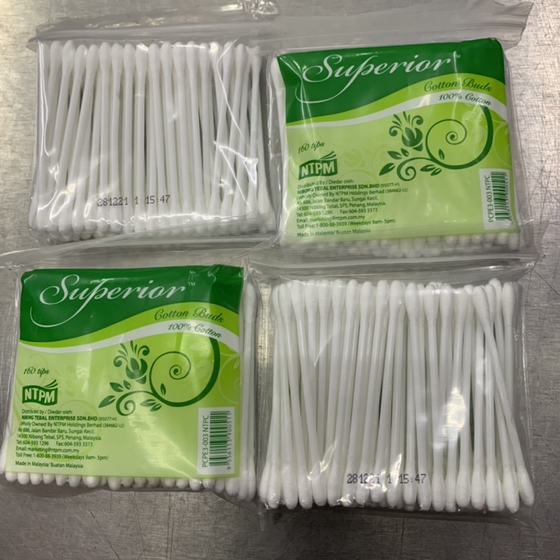 SUPERIOR สําลีก้าน 480Tips 1Pek x 160TIPS SUPERIOR Kapas Telinga